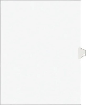 Avery Legal Exhibit Tab Dividers, Tab Title: 13, White, Letter, 25/Pack (11923)
