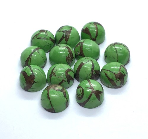 AAA Green Copper Turquoise Round Flat Back Loose Gemstone For Assorted Jewelry - Picture 8 of 10