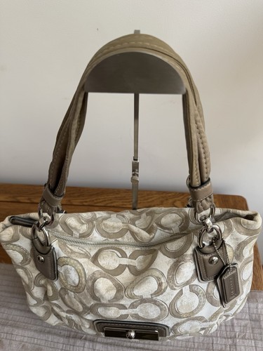 COACH Kristin Signature Hobo Sequin Satchel Handbag Cross Body - Picture 8 of 24