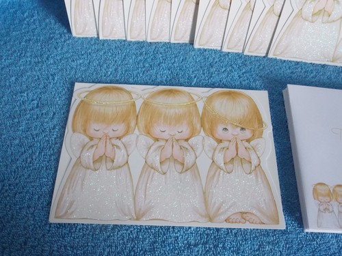 10 neue Vintage Hallmark 3 betende Engel & 11 Umschläge Weihnachtskarten - Bild 2 von 4