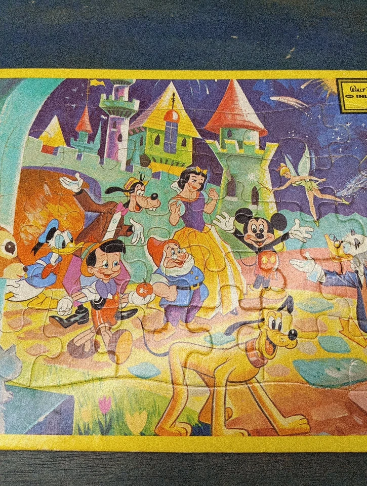 Rompecabezas bandeja niños vintage Walt Disney Blancanieves Mickey Donald Bambi Foto 3 de 4