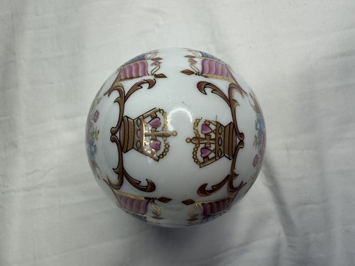Caja baratija huevo porcelana Neundorf vintage flores alemanas blanco azul rosa - Imagen 6 de 8