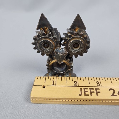 Döbel die Eule Metallskulptur Fundobjekt Kunst 3" hoch - Bild 7 von 7