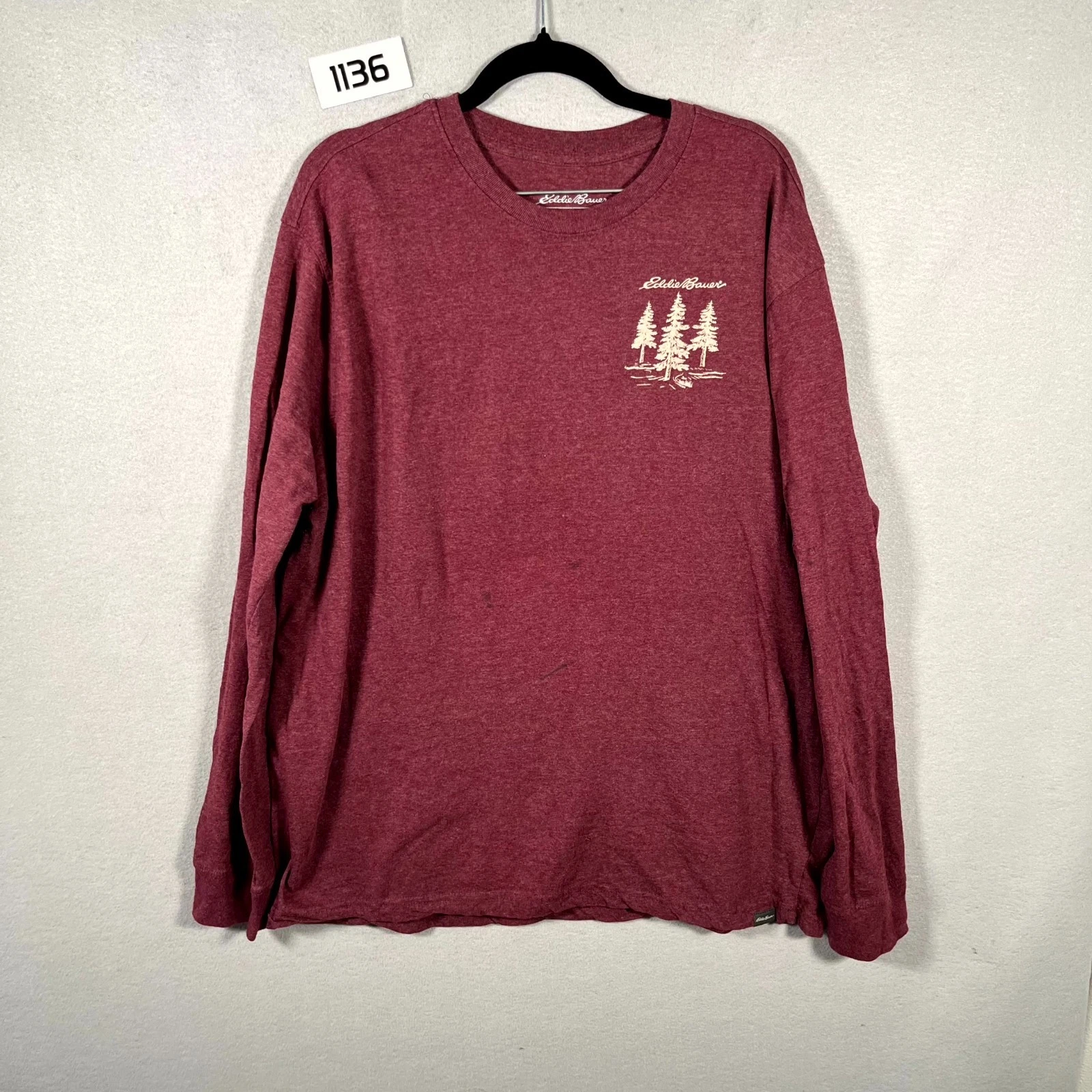 Eddie Bauer Shirt Mens XL Red Graphic Mountain Nature Hike Long Sleeve Pullover