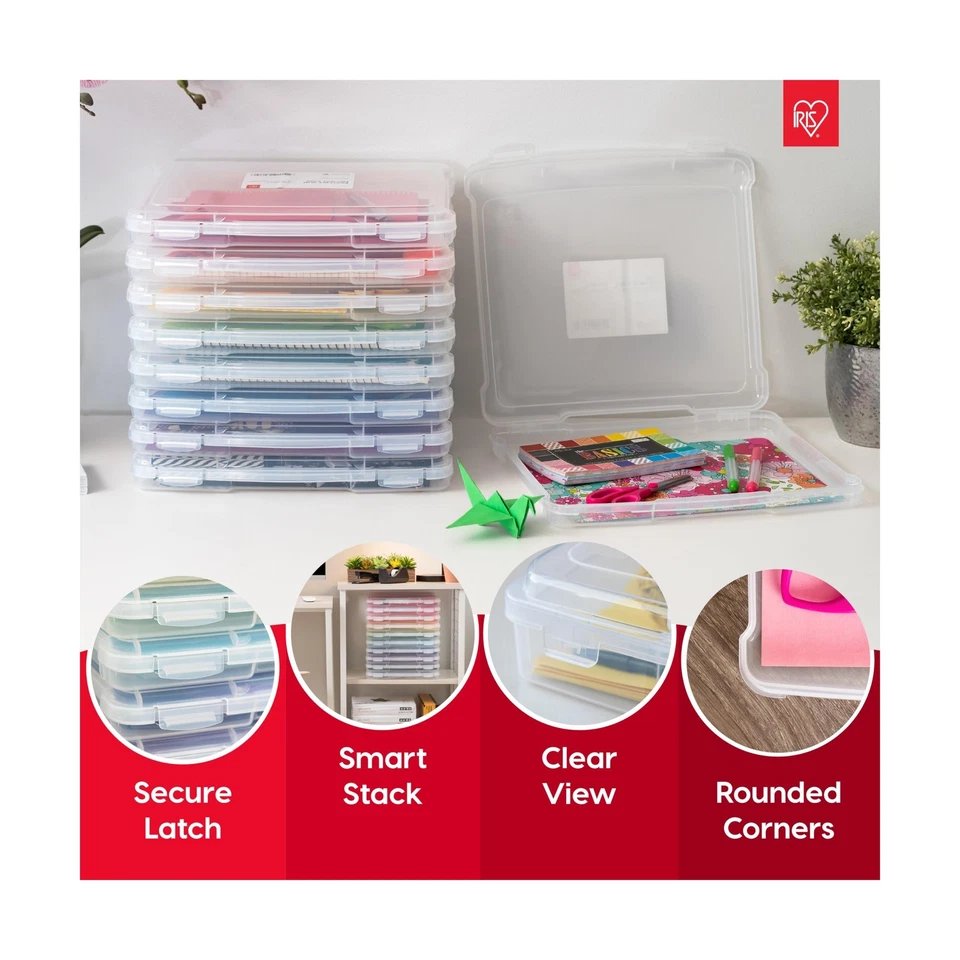 IRIS USA Board Game Storage Craft Organizer Box with Snap-Tight Latch Lid, 6-... - Image 3 of 4