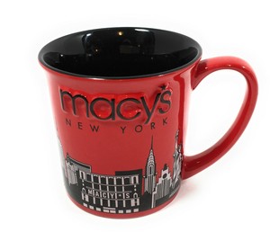 MACYS-Red-Coffee-Mug-NYC-Skyline-Statue-of-Liberty-3D-New-York-Logo-2007-Rare