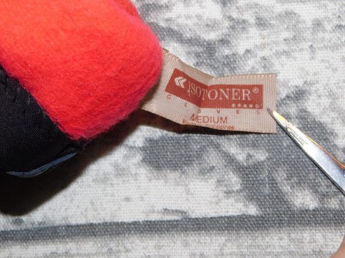 VINTAGE ISOTONER HANDSCHUHE WARM ROT GEFÜTTERT LEDER NYLON SCHWARZ HERREN M MEDIUM - Bild 4 von 7