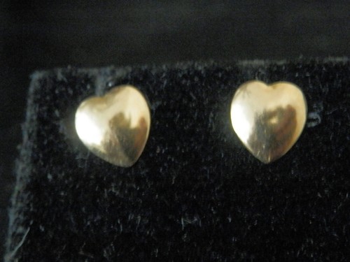 Hermosos aretes de corazón de oro amarillo de 14k #1253 - Imagen 1 de 3