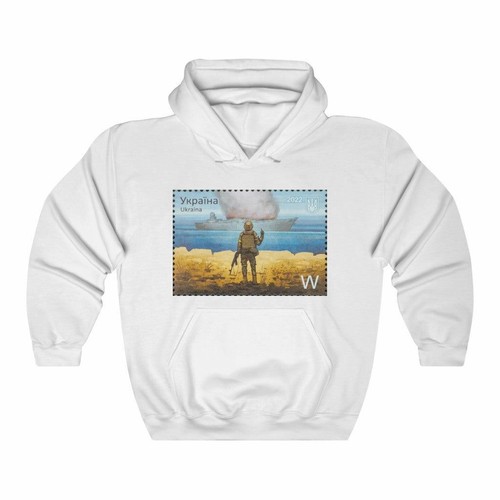Ukrainian Postage Stamp Hoodie, Ukraine Russian Warship Go F Yourself Sweatshirt - Picture 10 of 11