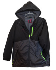 SWISS TECH Size XL 14 16 Jacket Coat Hooded Black Grey Lime Insulated