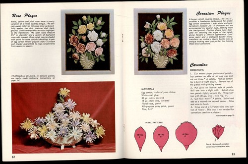 you can make EGGCARTON FLOWERS by Maud Savage * 1971 craft magazine H-190 - Picture 3 of 4