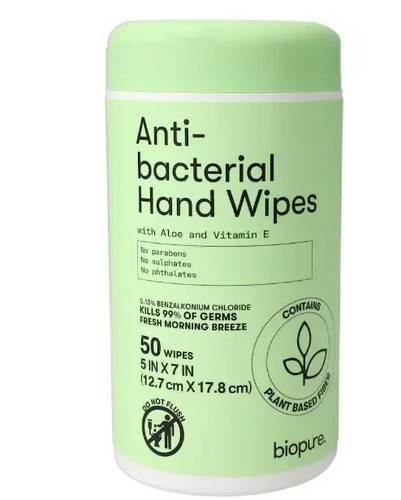 Pack of 12 Bio pure Anti-Bacterial Hand Wipes - Picture 2 of 9