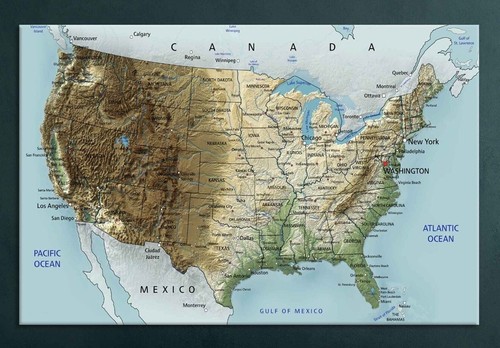 3D large map of USA print wall art decor framed States cities of America relief - Picture 13 of 18