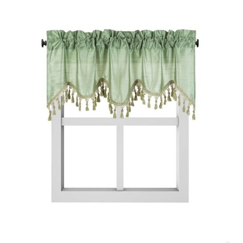 1 Solide Kunstseide Swag Wasserfall Ascot Fenster Volant mit Quasten 55" x18" WELLE  - Bild 41 von 57