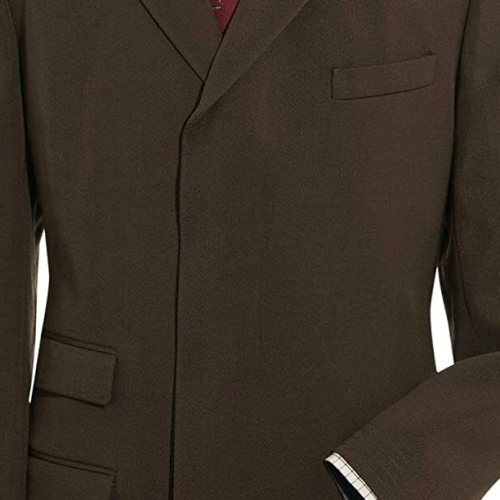 Mens Winter Coat Wool Overcoat Velvet Collar Covert Brown Winter Long Wool Mod - Picture 6 of 10