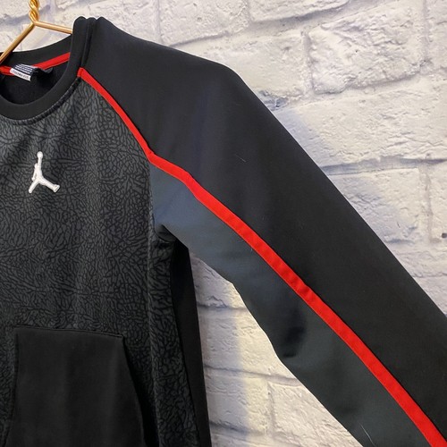 Jordan Bred Red Black Cement Therma-Fit Sweatshirt Crewneck Size Medium 10-12 - Picture 4 of 10