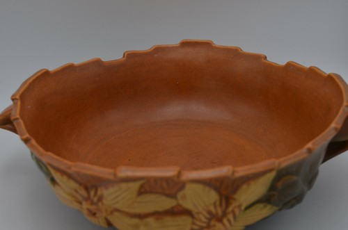 Roseville Pottery Clematis Floral Console Bowl #457-8 - Picture 2 of 12
