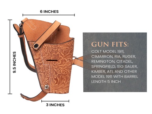 New Shoulder Holster Right Western Cowboy Buff Leather for Glock 1911! - Picture 17 of 25