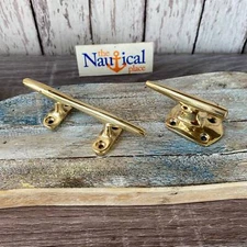 Solid Brass Cleats - Nautical Wall Hooks - Marine Boat Dock Chock - Coat Hanger