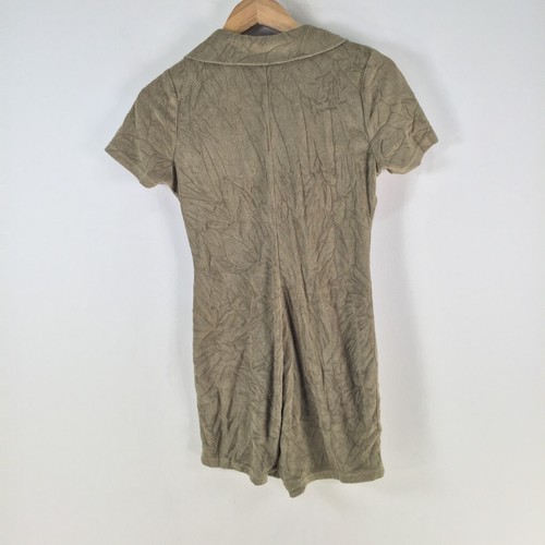 White fox womens terry playsuit romper size M aus 10 khaki green collar 112468 - Picture 5 of 8