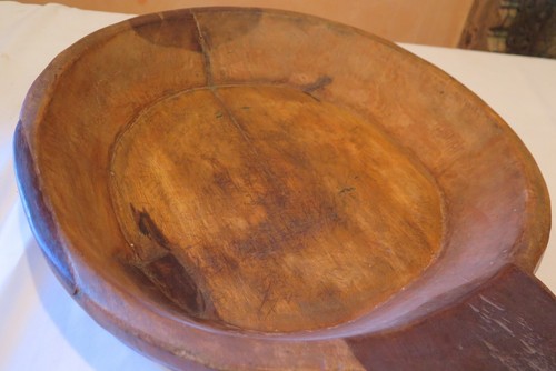 Carved Indian Parath Bread Kneading Wood Bowl - Picture 5 of 5