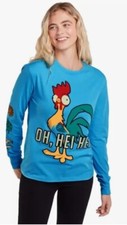 Disney Moana Hei Hei Chicken Blue Long Sleeve T-Shirt Unisex Size M Graphic NWT
