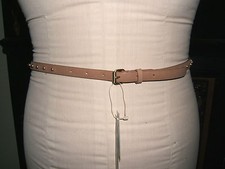 Ann Taylor Ladies Pink Size Medium Faux Pearl Beaded Genuine Leather Belt NEW 