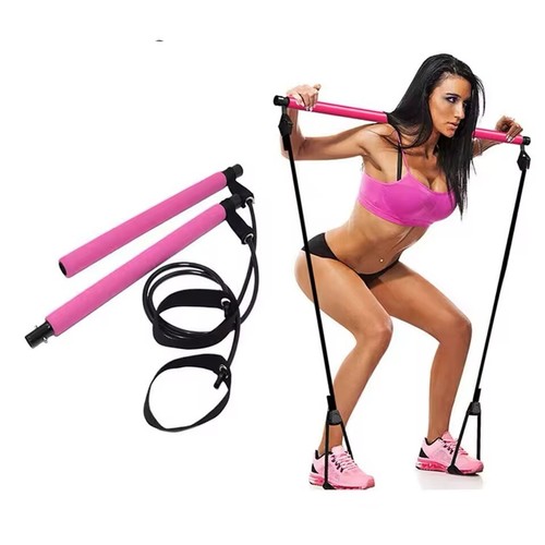 Fitness Yoga Pilates Bar with Resistance Bands Portable Home Gym Workout - Picture 9 of 18