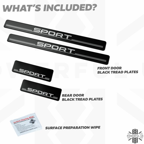 Door tread scuff plate set 4pc for Land Rover Discovery Sport Black sill step - Picture 4 of 8
