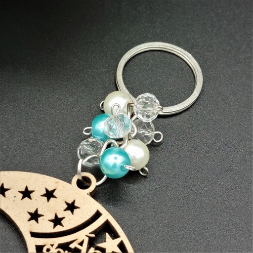 US 12pcs Angel in The Moon Wood Keychain for Baby Shower Gifts for Party Guests - Picture 4 of 14