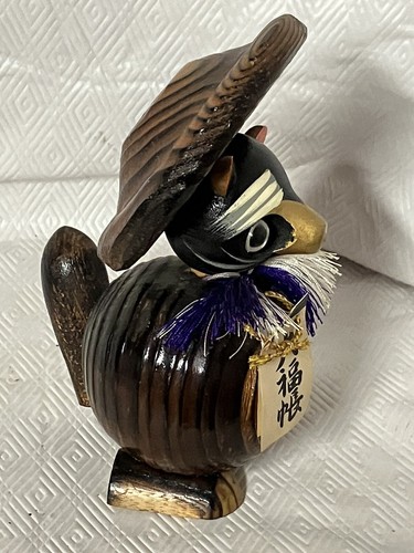 JAPANESE TANUKI KOKESHI HAND CARVED DOLL - Picture 5 of 7