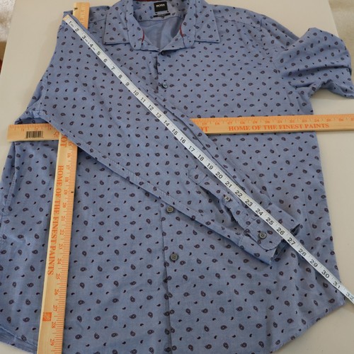 Hugo Boss Hemd Herren XXL Blau Paisley Oxford Baumwolle Freizeit Knopfleiste - Bild 11 von 15