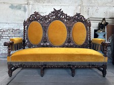 Breath-taking Museum Quality Victorian Jacobean Revival 3Pc Suite Throne Chairs