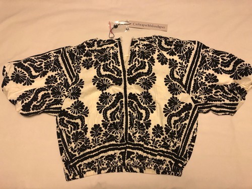 CATHERINE MALANDRINO Women’s, S, Black Floral Scoop Neck Elastic hem. Lined Slee - Picture 10 of 11