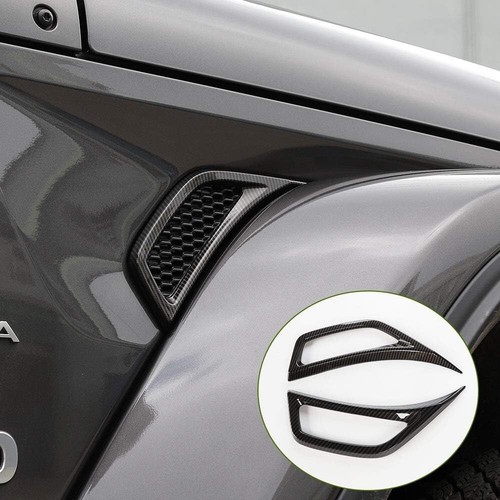 Carbon Fiber Fender Leaf Air Inlet Cover Trim for Jeep Wrangler JL JT 2018-2023 - Picture 2 of 13