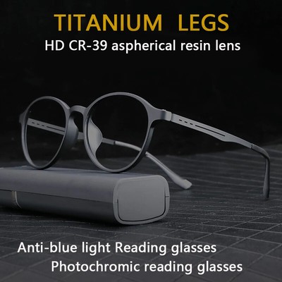 Gafas De Lectura Ultraligeras Titanio Hombre Mujer Lentes Fotocromática Redondas