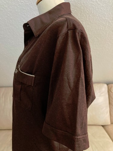 CC CECEBA Herren Hemd Gr L Braun Kurzarm Kragen Knöpfe Microfaser RETRO - Bild 6 von 18