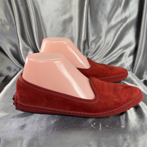 Tod's Gommino Zapatos de Conducción Para Mujer EU 37 / US 6.5 Rojo Gamuza Mocasines Mocasines - Imagen 2 de 13