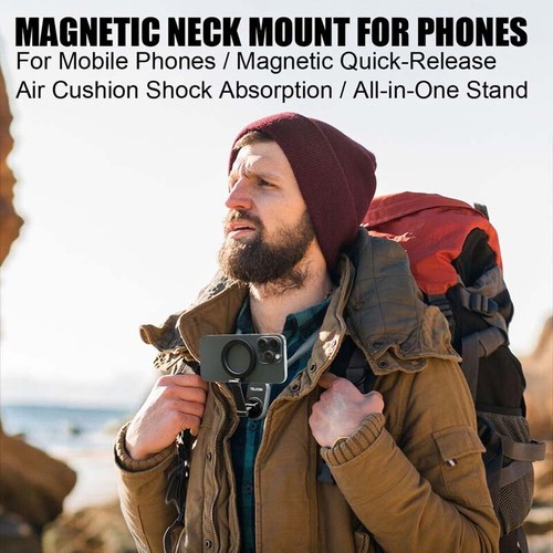TELESIN Magnetic Neck Mount Quick Release Holder for iPhone SAMSUNG HUAWEI Phone - Picture 9 of 20