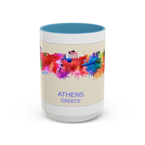 Skyline Art Atenas Grecia arte griego acuarela paisaje urbano taza de café taza de café - Imagen 38 de 65