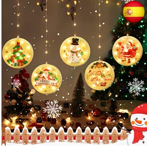 BLOOMWIN Guirnaldas Cortina Luces USB 1.5m x 0.8m 113 LEDs 5 Piezas...