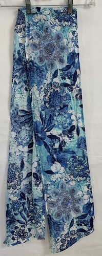 George Plus Sz 18W Blue Floral Graphic Gored Flare Skirt Drop Waist Zip w/ Scarf - Picture 11 of 12