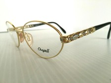 NEW VINTAGE 1990 TURA CHAGALL ITALIAN BLACK GOLD OVAL CAT EYE EYEGLASSES