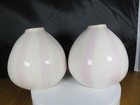 New 2 x Medium Stoneware Bulbous Shaped Lilac Stripe Design Bud Vase
