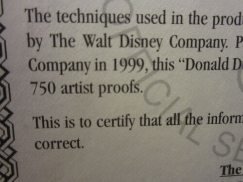 Disney's Donald Duck Drawing's Sheet Framed Set With 3 Pins Numbered 1359/7500 - Picture 15 of 16