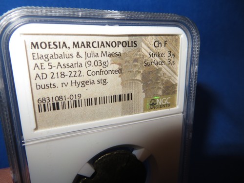 Antike römische Münze Moesia Egalabalus NGC Wahl F Premium Halter Assaria 9,03g - Bild 5 von 5