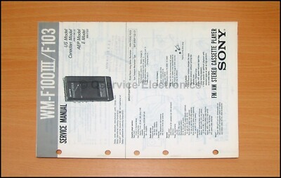 Sony WM-F100III WM-F103 Walkman Original Printed Service Manual