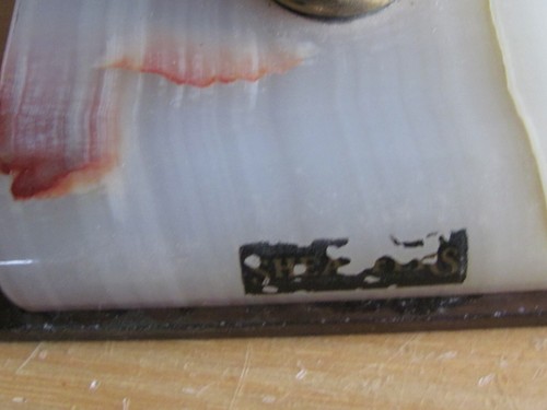 DE COLECCIÓN ESCRITORIO OFICINA SHEAFFER BOLÍGRAFO SOPORTE ÓNIX SOBRE LATÓN - Imagen 2 de 5