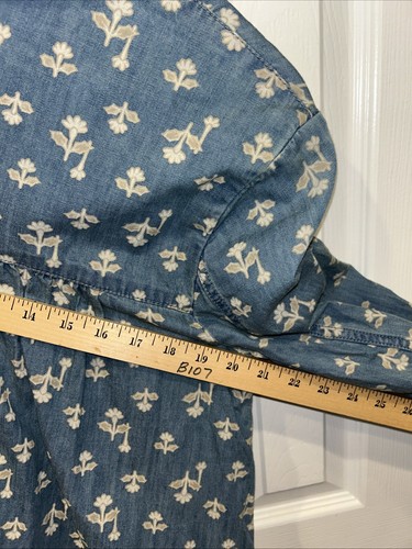 Neu mit Etikett Anthropologie Pilcro Woodblock Floral Chambray Jeanskleid Gr. 6 Western Boho - Bild 11 von 15