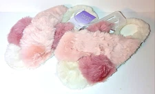 Stars Above - Women's Paris Crossband Fur Slippers - Blush / Paris - Choose Size
